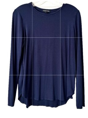 Eileen Fisher Long Sleeve Top Medium Navy Blue Jersey Knit Minimalist Tunic